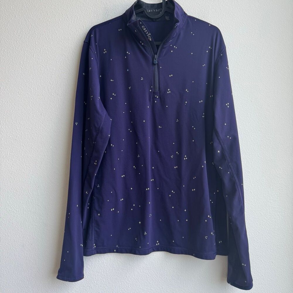 Greyson Size Small Tate Golf Quarter Zip Eclectic Purple Stars Graphic Wolf
